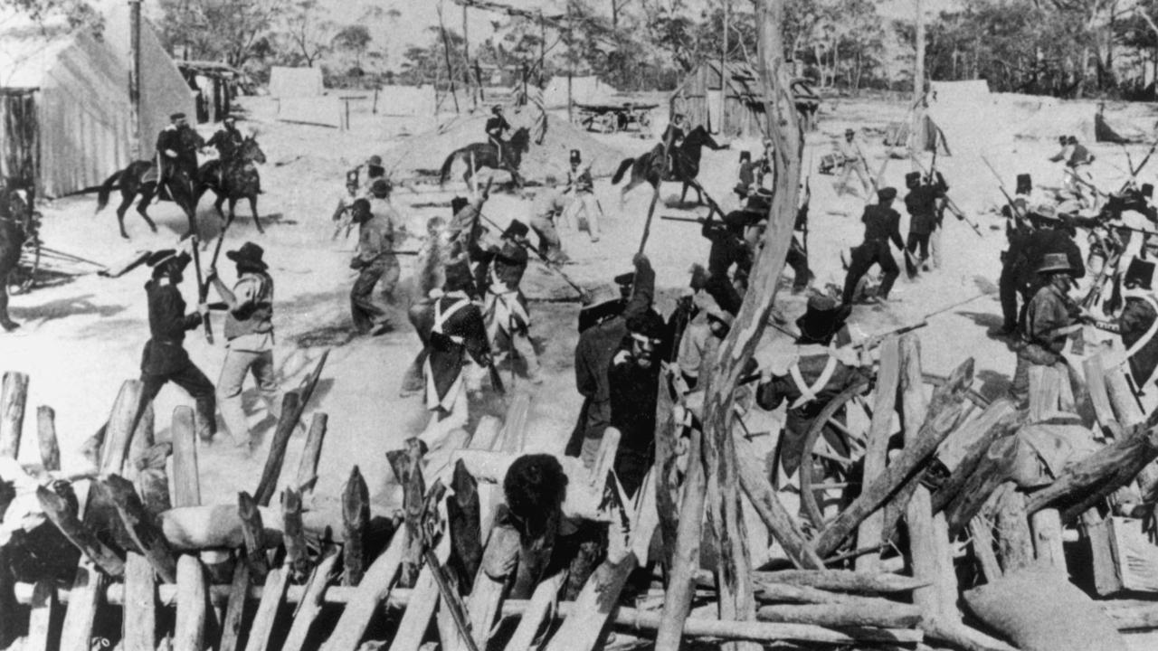 Artists impression of Eureka Stockade battle on 03 Dec 1854. historical /Australia/history