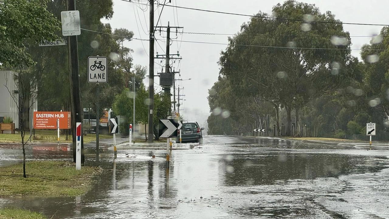 Flood damage in East Geelong on Wednesday.