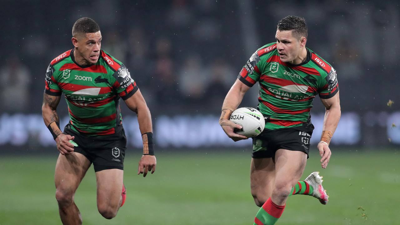 James Roberts makes a break with Dane Gagai in support