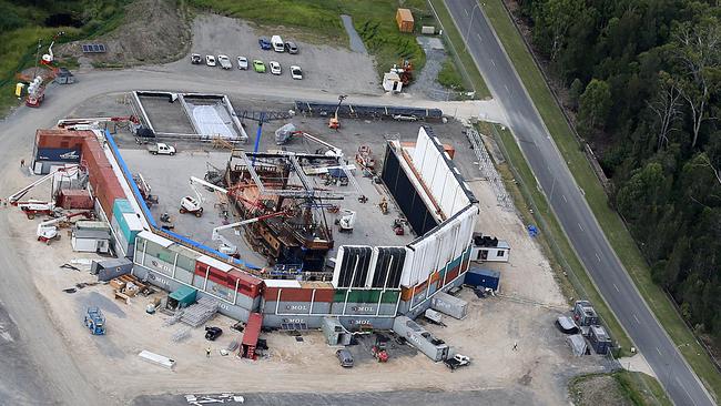 The temporary outdoor studio built at Helensvale for filming of Pirates of the Caribbean: Dead Men Tell no Tales. Picture Glenn Hampson.