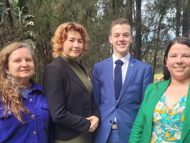 The Greens candidates at the Northern Beaches Council election: Miranda Korzy, Bonnie Harvey, Ethan Hrnjak and Kristyn Glanville. Picture: Supplied