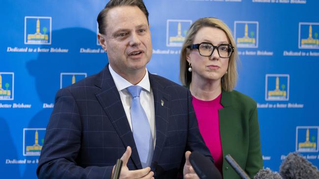 Brisbane Lord Mayor Adrian Schrinner and Finance Committee Chair Cr Fiona Cunningham at Brisbane City Council 2024-2025 Annual Plan and Budget presentation, Wednesday, June 12, 2024 - Picture: Richard Walker