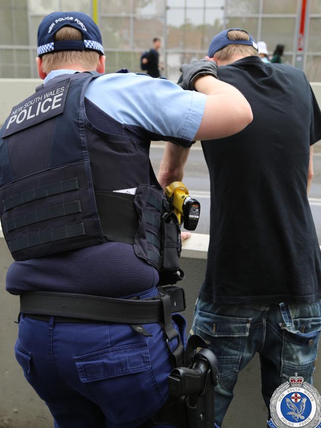 Police are running ongoing operations across Sydney’s transport network, including the northwest, targeting people possessing knives and bladed weapons. Picture: NSW Police