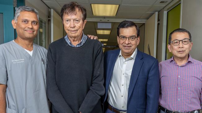 Dr Alpesh Patel, Roger Fabray, Prof. Rajiv Juneja and Prof. Jordan Li at the Flinders Medical Centre, SA. Pictured on Sunday 2nd Feb 2025. Picture: Ben Clark