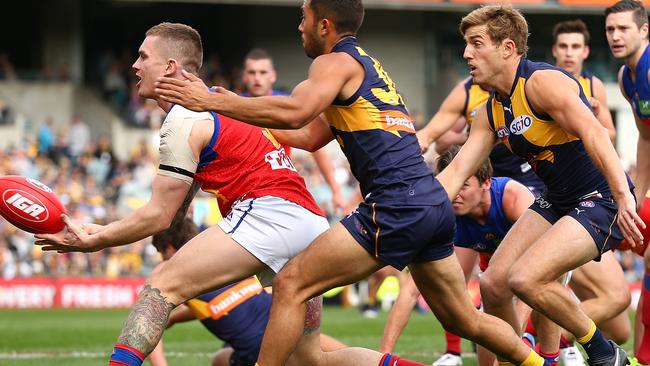 Dayne Beams racked up 41 disposals against the Eagles. Picture: Getty Images