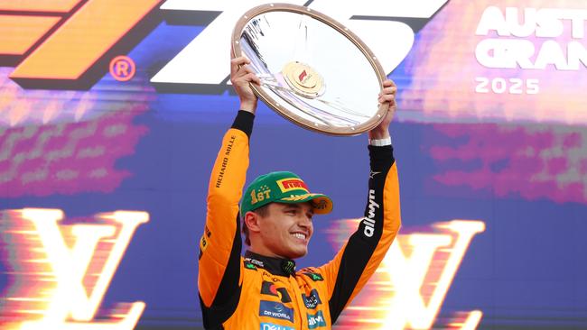 McLaren star Lando Norris celebrates after winning the season-opening Australian Grand Prix. Picture: Getty