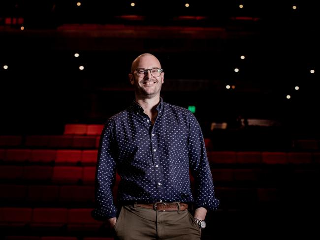 New Hobart Theatre Royal chief executive Simon Wellington under lights at the theatre. Picture Supplied