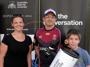 Cassandra Power, Ian Hunt and Jared Brandon at ANU's astrophysics display in Rockhamton November 16. Picture: Jann Houley