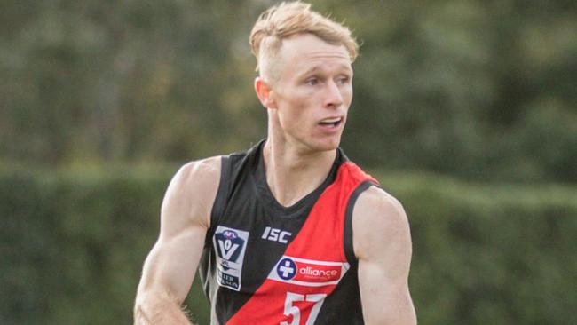 Essendon VFL player Nick Hind has emerged as a draft prospect in recent years. Picture: Kadek Thatcher.