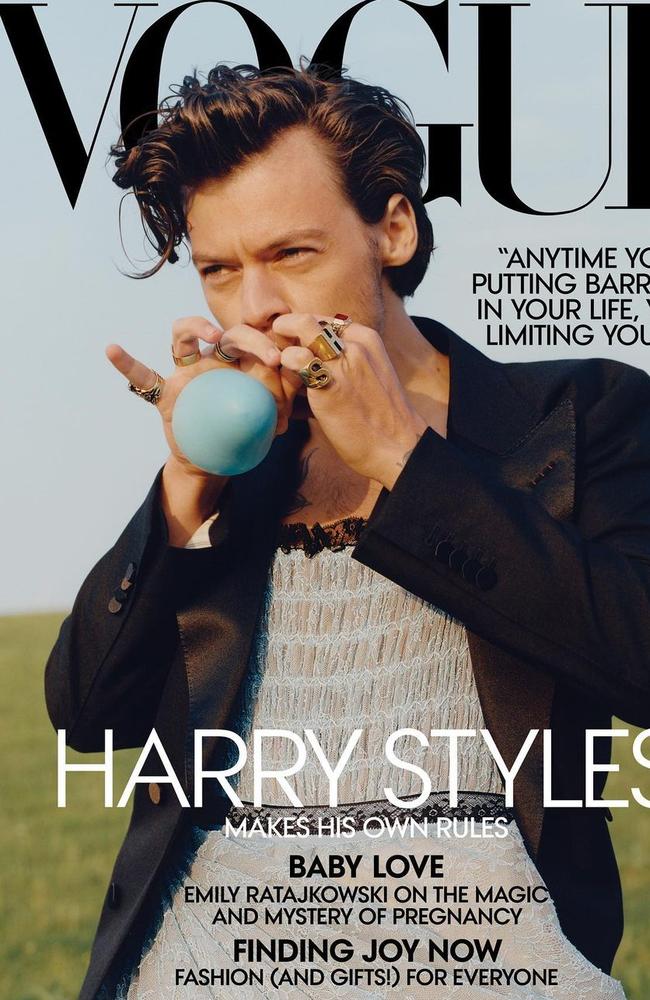 Harry Styles wore a dress on the cover of Vogue. Picture: Supplied