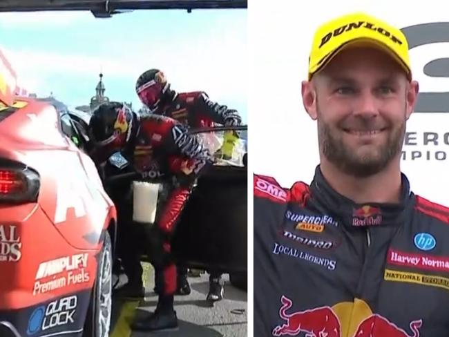 Shane van Gisbergen's race win is under threat due to a protest over his team's use of dry ice.