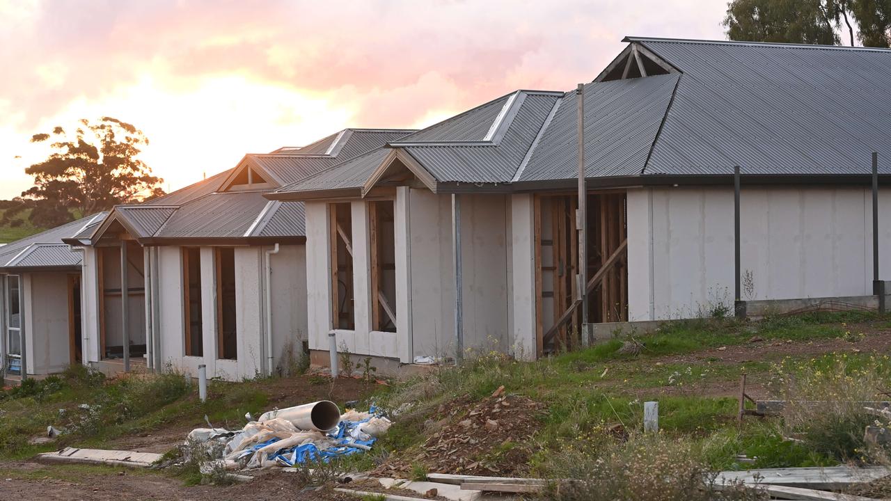 Unfinished homes in an O’Halloran Hill estate. Picture: Keryn Stevens