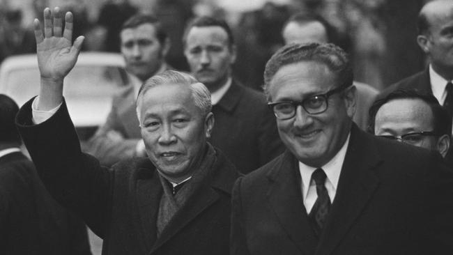 Henry Kissinger with then North Vietnamese leader Le Duc Tho. Picture: Getty Images.