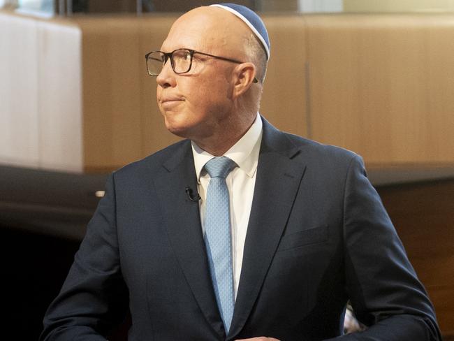 SYDNEY, AUSTRALIA. NewsWire Photos. FEBRUARY 20, 2025. Federal Opposition Leader Peter Dutton attends the Sky News anti-semitism summit in Sydney. Picture: NewsWire / Jeremy Piper