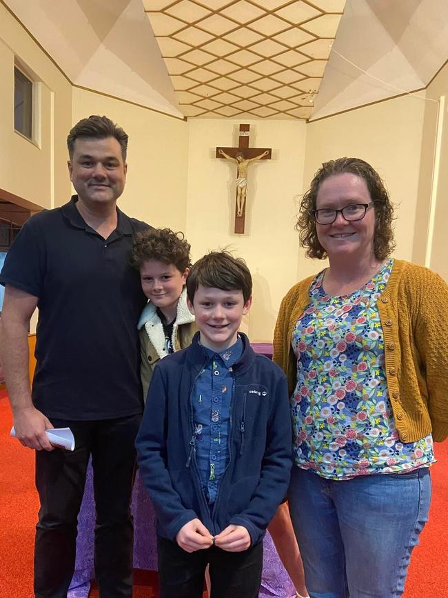 Nick, Russell, Ben and Trish Smith at church.