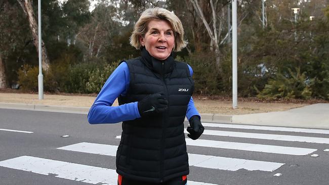 Julie Bishop arriving at Parliament House in Canberra today. Picture: Kym Smith.