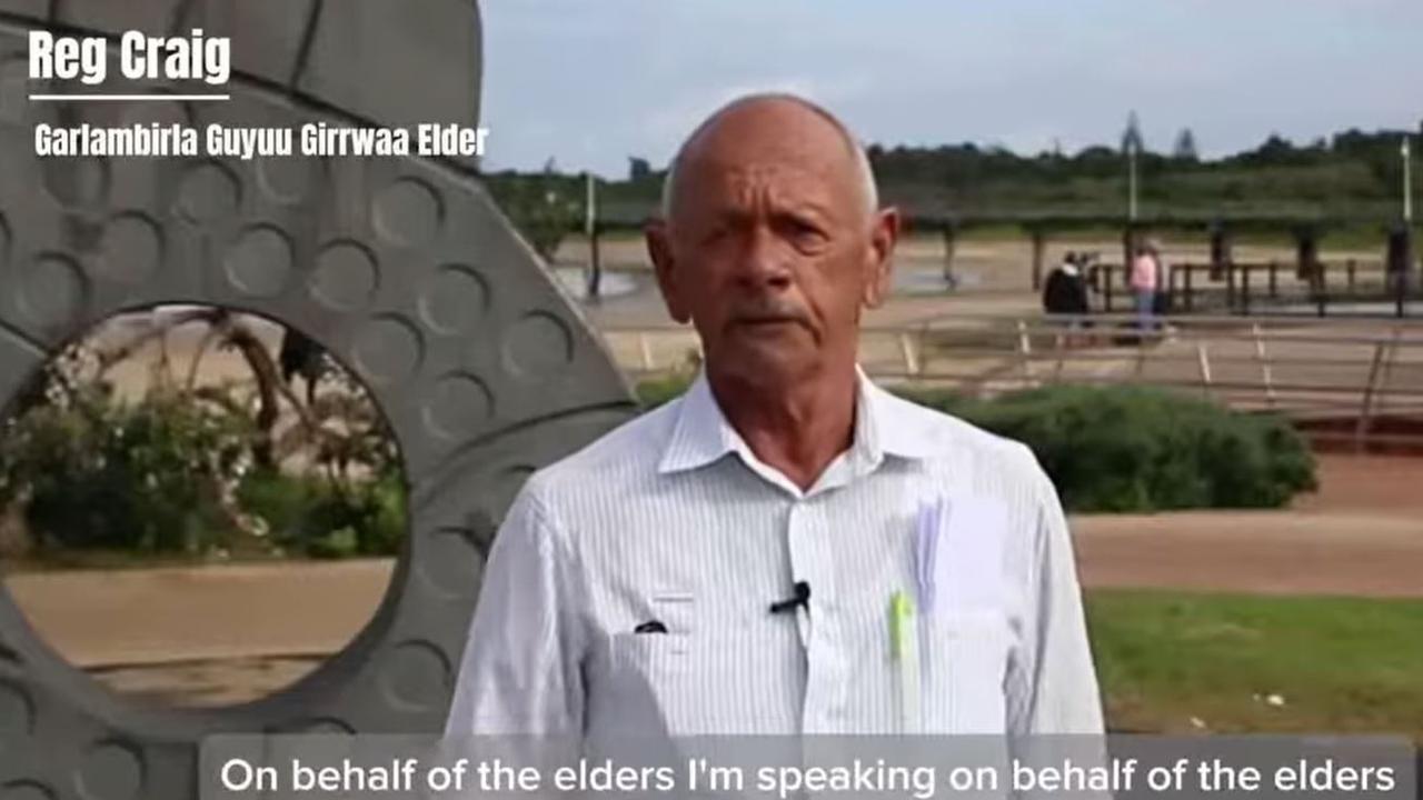 Reg Craig speaks out on behalf of the Garlambila Guyuu Girrwaa Gumbaynggirr elders group.