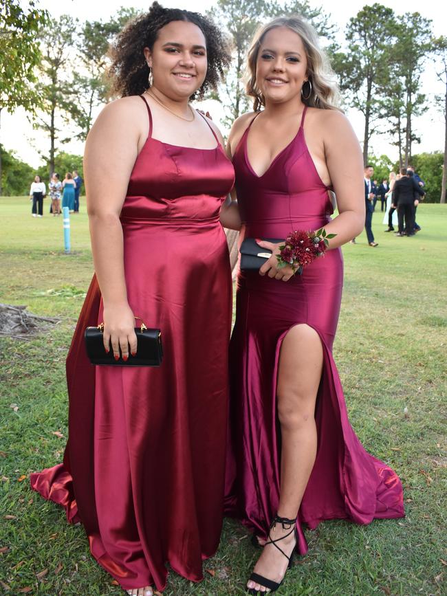 Vanique Malayta and Kaiya Barba at the Pioneer State High School formal at the Mackay Golf Course on Friday November 20. Picture: Zizi Averill