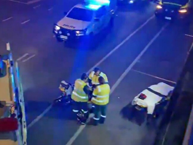 Paramedics outside the Royal Family Hotel in Port Elliot, South Australia, on Saturday morning. Picture: Channel 9