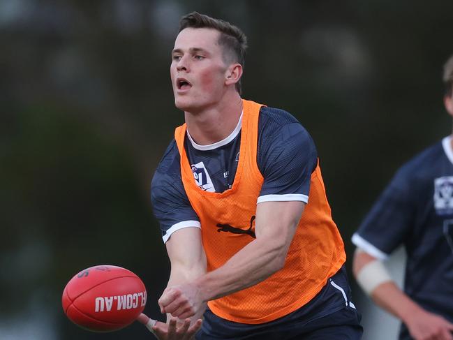 Ned Long was Collingwood’s No.1 centre bounce midfielder in round 1. Picture: Daniel Pockett/AFL Photos/via Getty Images