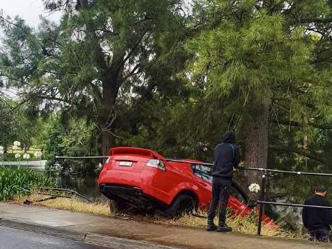 A car that lost control on Murray Rd.