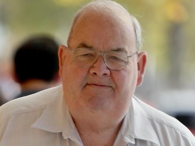 Peter Dansie is seen outside the Supreme Court in Adelaide, Tuesday, May 21, 2019. Peter Dansie is on trial in Adelaide for the murder of his wheelchair-bound wife in 2017 in Adelaide, Tuesday, May 21, 2019. (AAP Image/Kelly Barnes) NO ARCHIVING