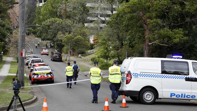 Emergency services on the scene on Rembrandt St in Carlingford where a 17 year-old died. Picture: Jonathan Ng