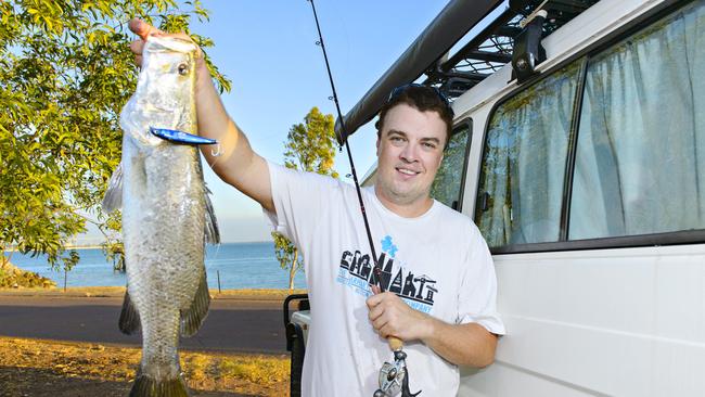 Vincent Hore from Parap stopped by Fort Hill Wharf for a quick fish before picking up his girlfriend and caught this 63cm barramundi.