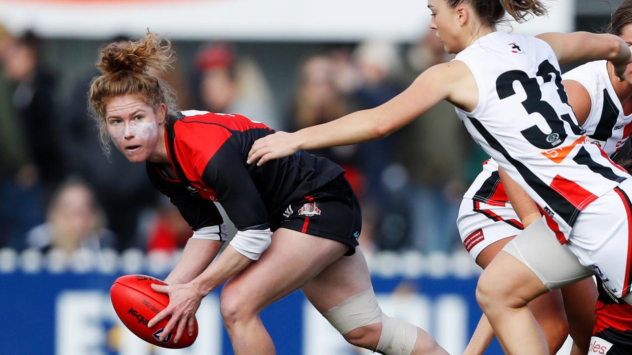 Former North Melbourne AFLW player and Australian hockey star Georgia Nanscawen is in the frame to make a long awaited club debut for the Bombers on Saturday. Picture: Dylan Burns / Getty Images