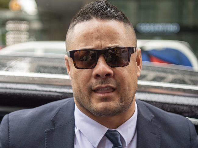 SYDNEY AUSTRALIA - NewsWire Photos, 6th APRIL , 2023: Former NRL star Jarryd Hayne found guilty of sexually assaulting a woman at her Newcastle home on grand final night in 2018 arrives at Downing Centre Court, Sydney for sentencing.Picture: NCA NewsWire/Simon Bullard