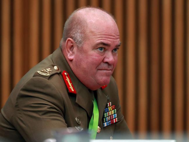 MajGen Roger Noble at a Senate Estimates hearing at Parliament House in Canberra. Picture Gary Ramage