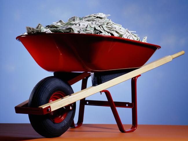 Wheelbarrow full of money, cash