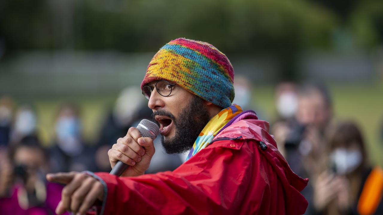 Greens councillor Jonathan Sri at a rally to support asylum seekers in Brisbane on June 28, 2020. Picture: AAP/Glenn Hunt)