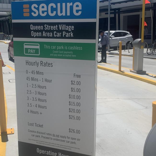 Parking prices at Queen St Village, Southport