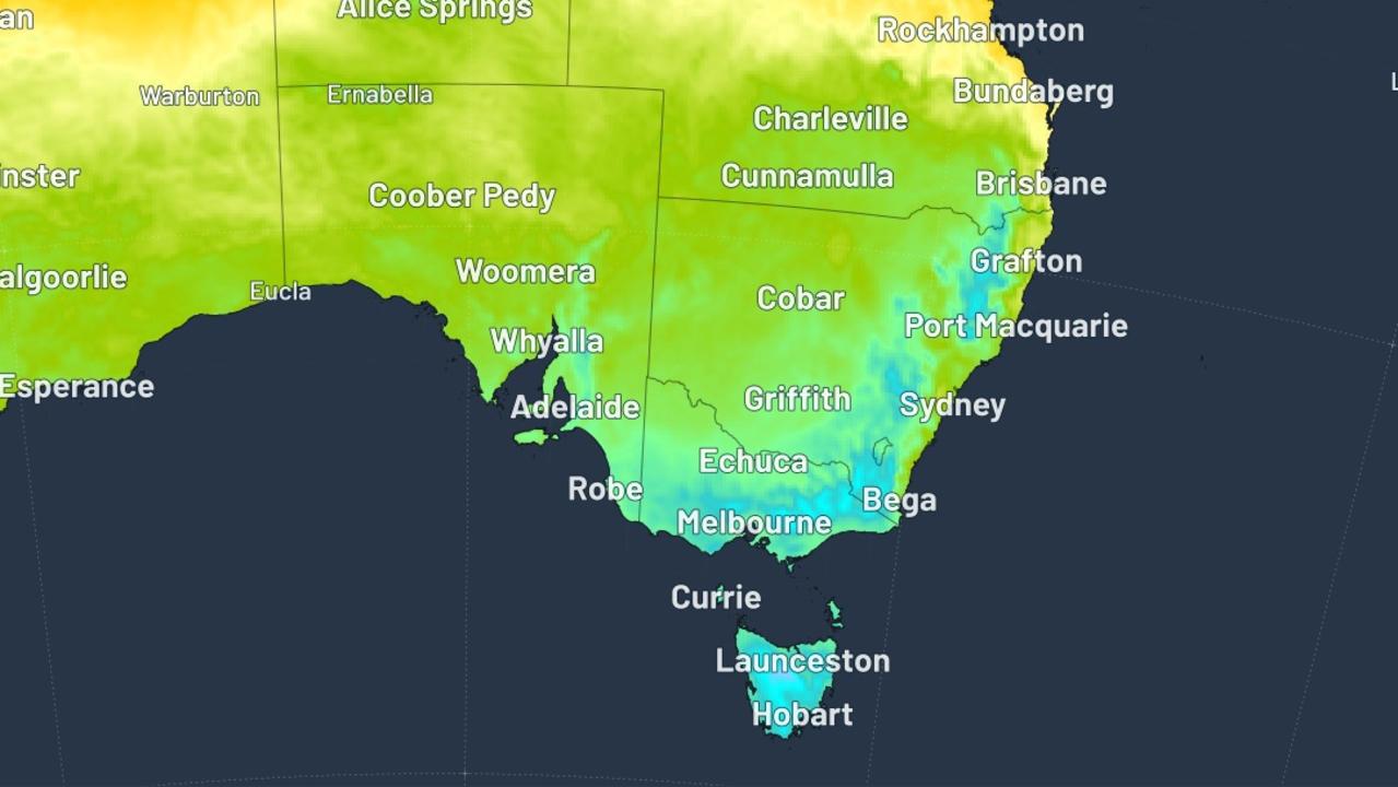 Single-digit maximums are likely in all the aqua-blue areas from Saturday. Picture: Weatherzone