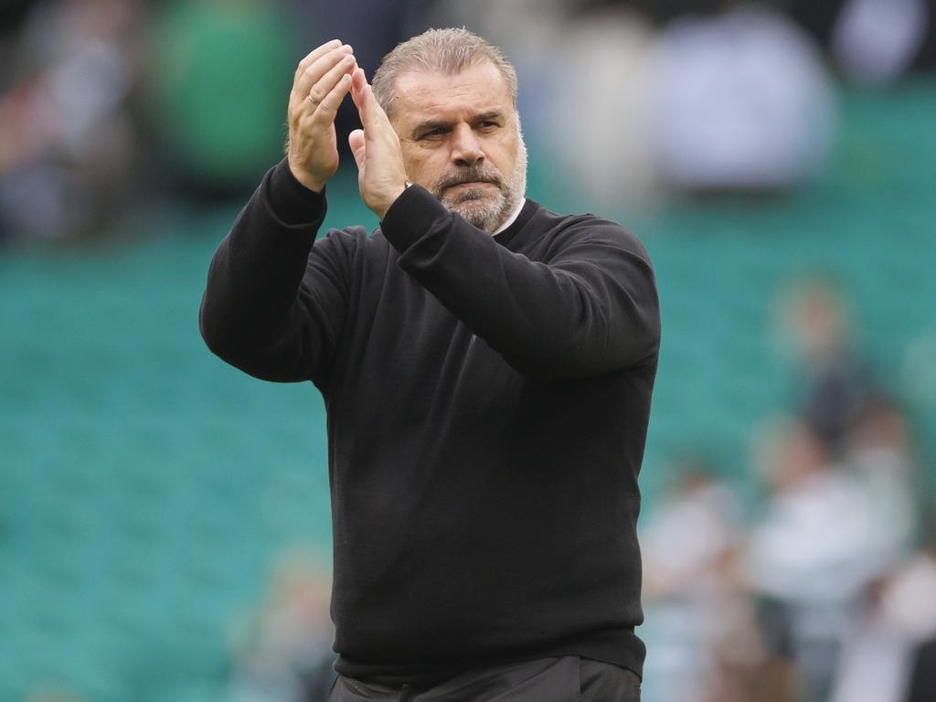 Ange Postecoglou applauds the fans after Celtic’s win. Picture: Steve Welsh/Getty Images
