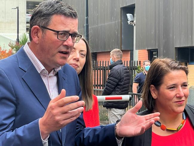 Premier Daniel Andrews with Wendouree MP Juliana Addison at Ballarat Base Hospital on Wednesday.