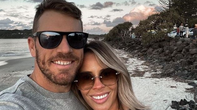 Aaron Finch and wife Amy. Picture: Instagram