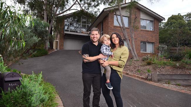 Molly and Ben Robb, pictured with their son Marty, 3, have called liveable Montmorency home their whole lives. Picture: Nicki Connolly