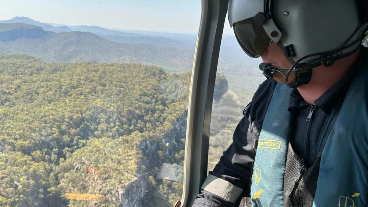 CapRescue helicopter rescues a woman in her 60s who had reportedly fallen while hiking and struck a rock at Carnarvon National Park. Picture: CapRescue