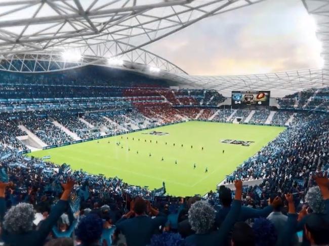 The 70,000-seat state-of-the-art venue was to include a rectangular playing field. Picture: Supplied artist’s impression