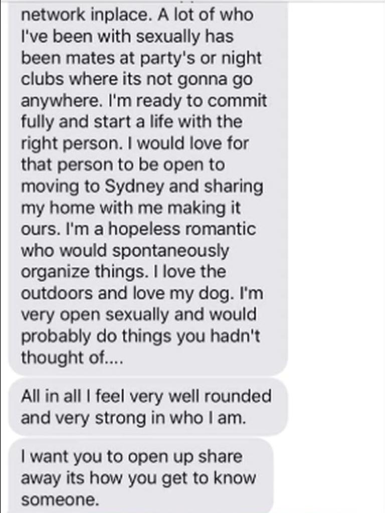 The man claimed in a message to a woman he met on Tinder that he was a ‘hopeless romantic’. Picture: NZ Herald.