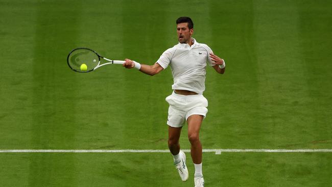 Novak Djokovic has booked a spot in the second round of Wimbledon. Picture: Getty Images