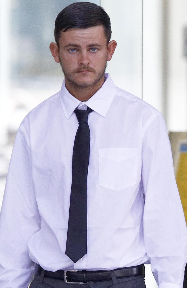 BRISBANE, AUSTRALIA – NewsWire Photos MAY 24, 2021: Caboolture man Corey William Jones, 21, leaves the Brisbane District Court after being sentenced on charges of threatening violence. Picture: NCA NewsWire/Tertius Pickard