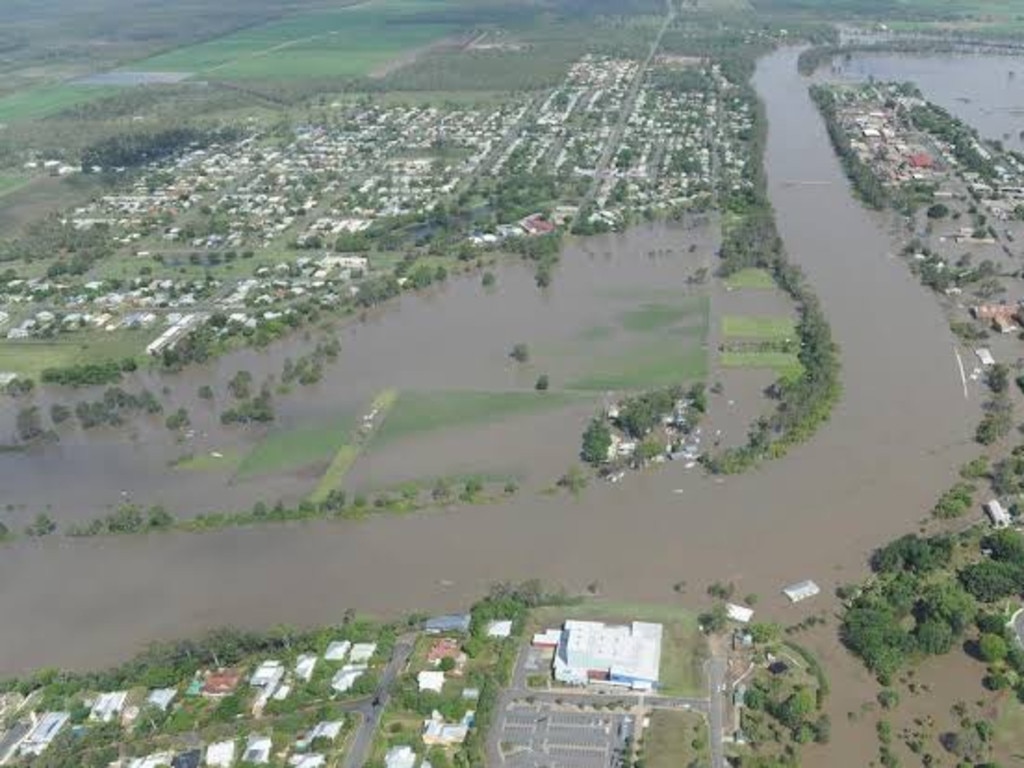 An aerial view of the 2013 floods in Maryborough.