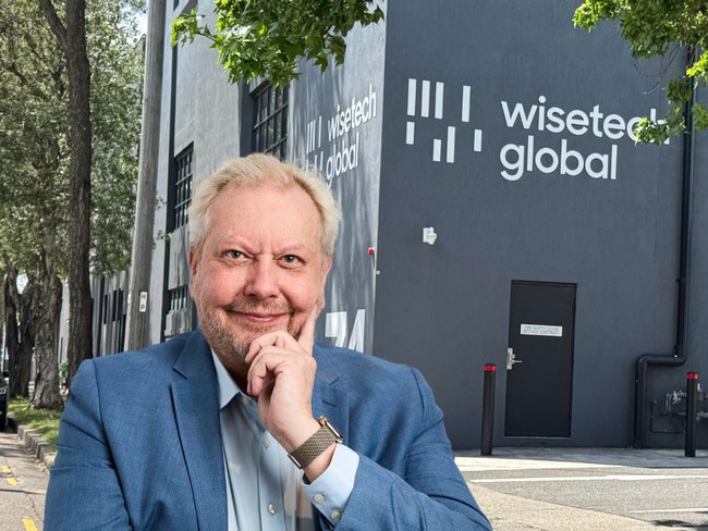 WiseTech CEO Richard White and background of HQ.