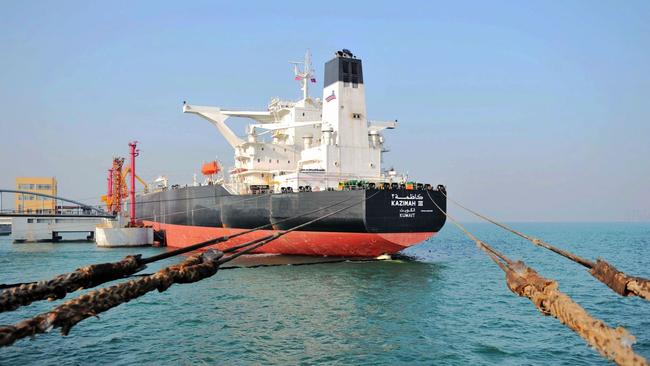 A Kuwaiti oil tanker unloads crude oil in Qingdao. Picture: AFP