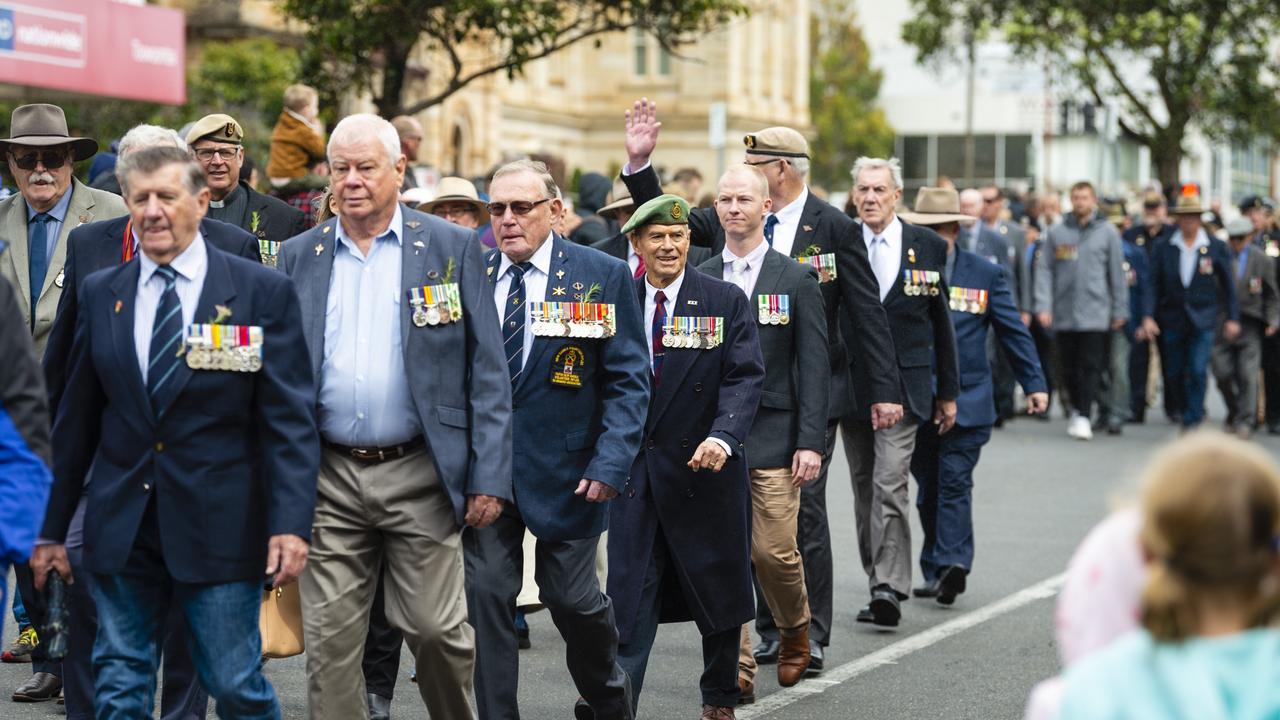 Anzac Day morning march and service, Monday, April 25, 2022. Picture: Kevin Farmer