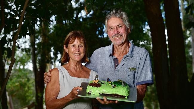 Billabong Sanctuary owners/managers Del and Bob Flemming celebrate the sanctuary's 35th anniversary. Picture: Shae Beplate.