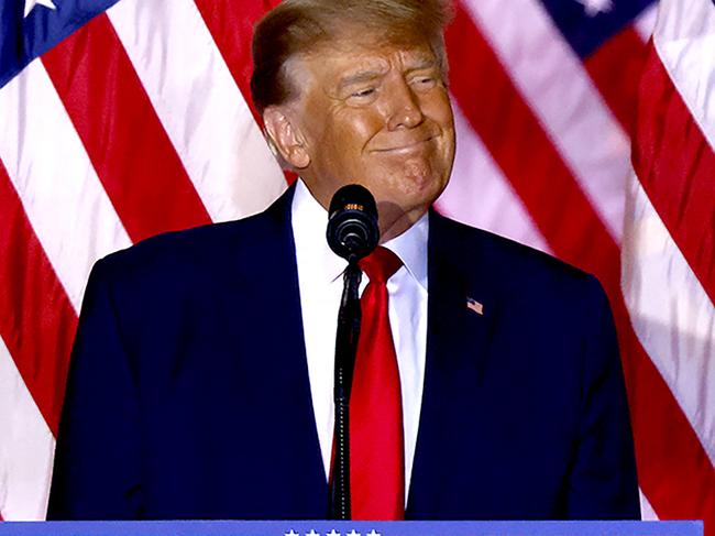 Former US President Donald Trump speaks at the Mar-a-Lago Club in Palm Beach, Florida, on November 15, 2022. - Donald Trump pulled the trigger on a third White House run on November 15, setting the stage for a bruising Republican nomination battle after a poor midterm election showing by his hand-picked candidates weakened his grip on the party. Trump filed his official candidacy papers with the US election authority moments before he was due to publicly announce his candidacy. (Photo by ALON SKUY / AFP)